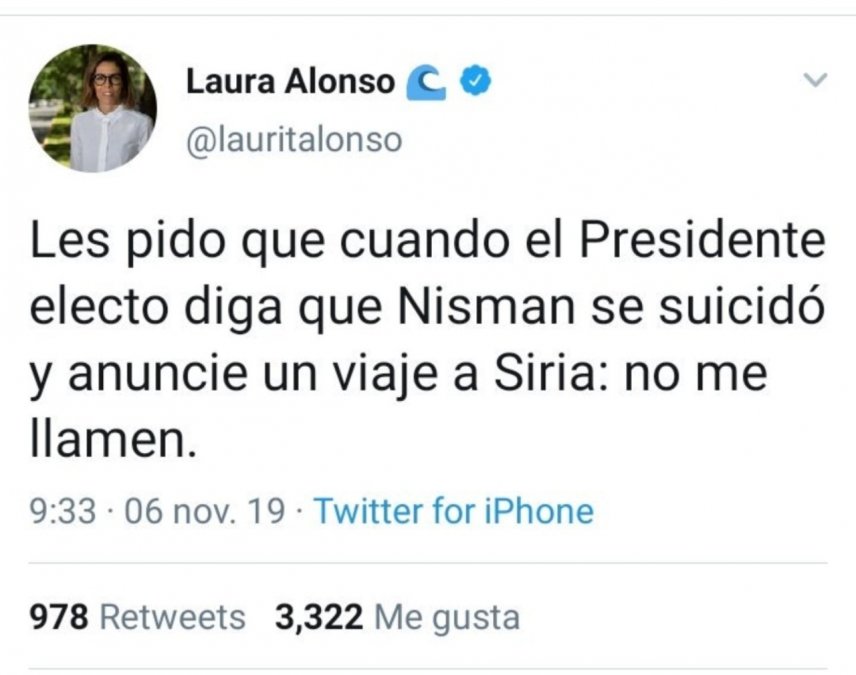 Laura Alonso debió borrar un tuit y pedir disculpas