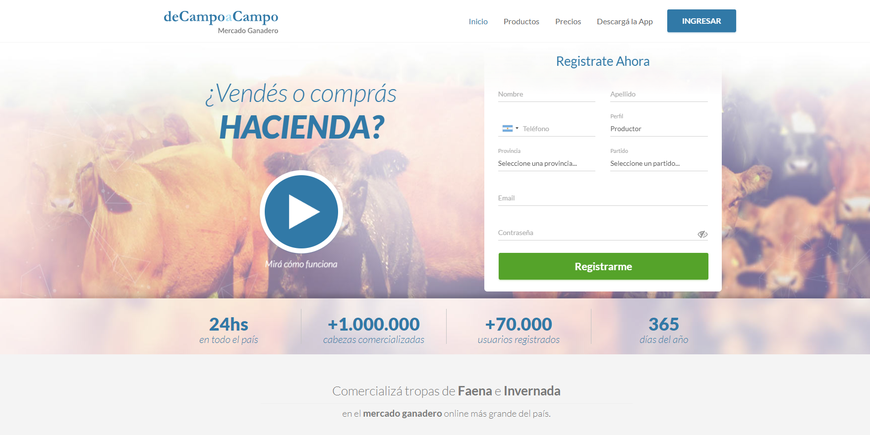 «deCampoaCampo», una plataforma digital para la compra y venta online de hacienda