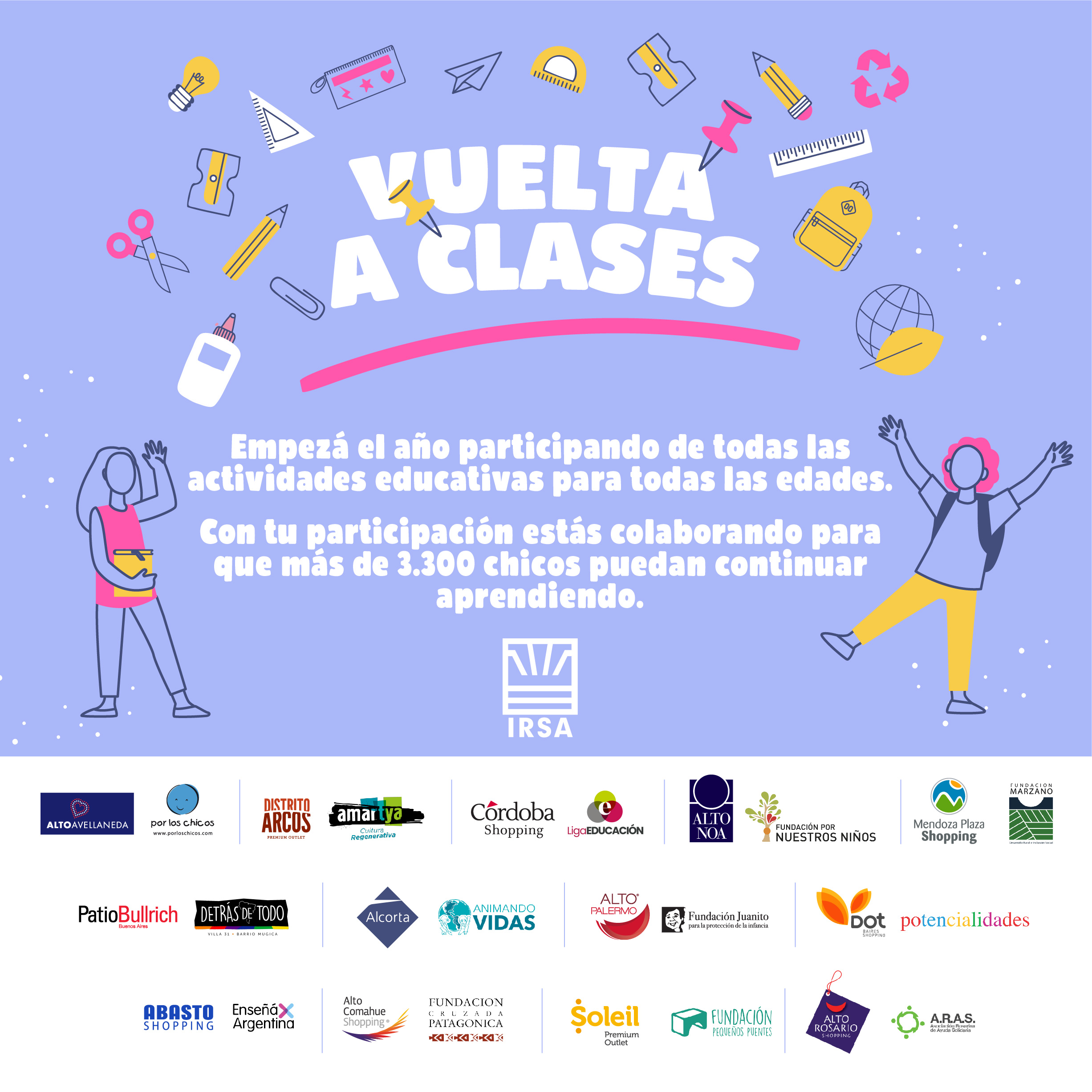 Los shopping de IRSA invitan a participar de fin de Semana de » Vuelta a Clases»