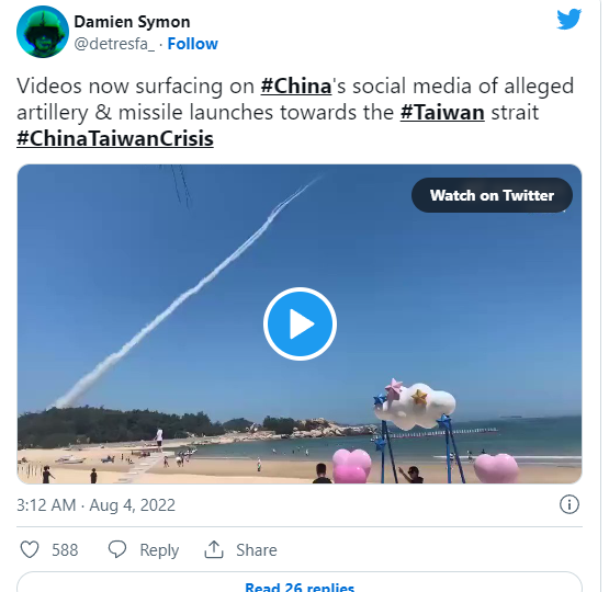 China lanza 11 misiles cerca de Taiwán; la isla se prepara “para la guerra”