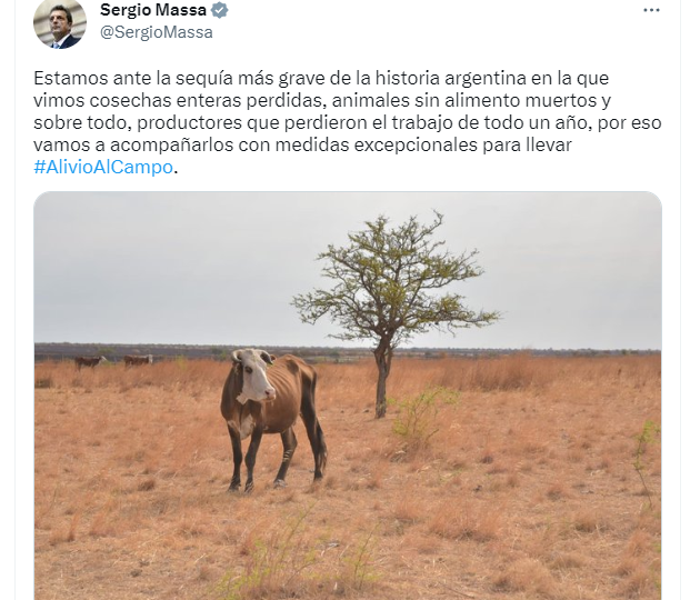 Massa anuncio medidas excepcionales para aliviar al campo por el efecto de la sequía