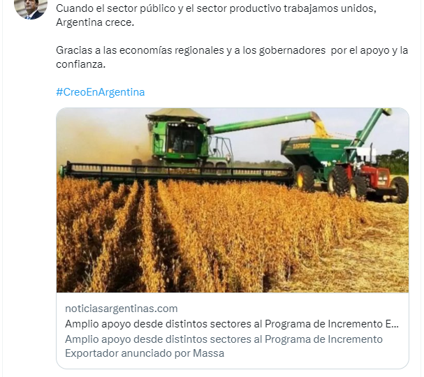 Massa: «Cuando el sector público y el sector productivo trabajamos unidos, Argentina crece»