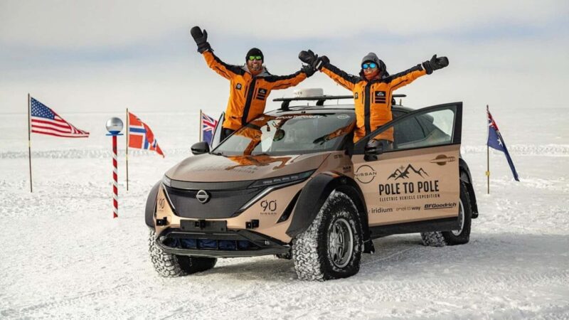 Con ayuda de Toyota: la travesía eléctrica de Nissan llegó al Polo Sur